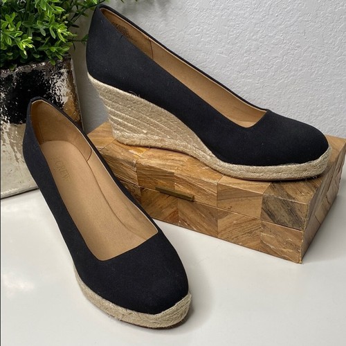 Scarpe J Crew nere espadrillas con zeppa in tela taglia 10