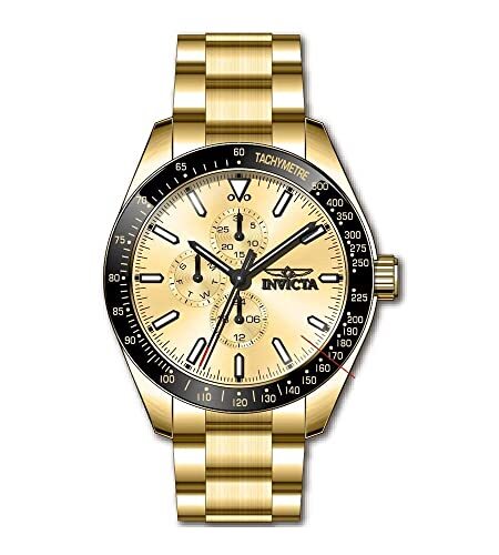 Многофункциональные кварцевые часы Invicta Mens 38970 Aviator с золотым циферблатом