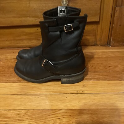 Frye Black Engineer Pull On Round Toe Boots Women's Size 8m | eBay
