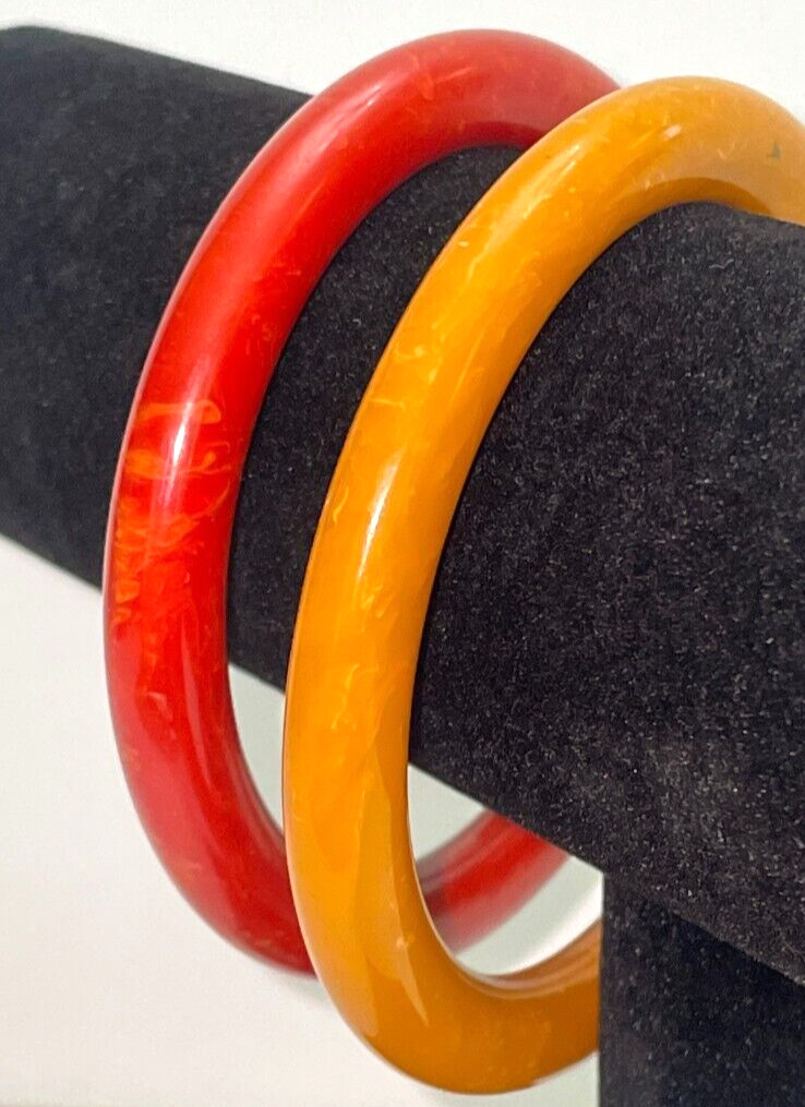 Butterscotch Orange Bakelite Bangle Bracelet Lot … - image 4