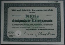 Aktiengesellschaft für Cartonnagenindustrie Dresden 1933 100 RM