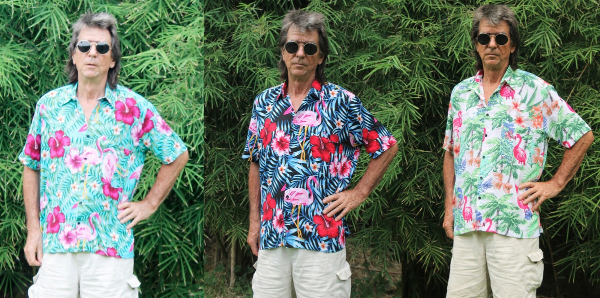 SSLR Camicia hawaiana per bambini grandi, camicia hawaiana per bambini, camicia a maniche corte con fenicotteri, camicia luau per bambini, Blu e Blu, L