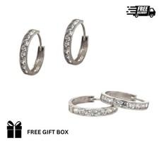 14K White Gold Huggie Hoop Earrings