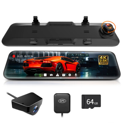 WOLFBOX 12 Zoll Dashcam 4K+2.5K Spiegel Dashcam Vorne und Hinten Kamera für Auto