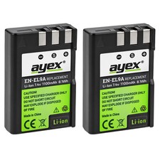 2 x ayex EN-EL9a Li-Ion Akku für Nikon D5000...