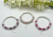 Personalised Charm Bracelet Initial Letter Birthday Wedding Bridesmaid Gift Bag
