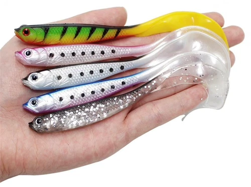 5PCS 11.5CM 6.1G SOFT PLASTIC CURLY TAIL FISHING JIGGING LURE BAIT 5 COLORS