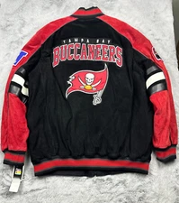 Tampa Bay Buccaneers Jacket Mens 2XL Black Red Leather Suede G-III NFL Football