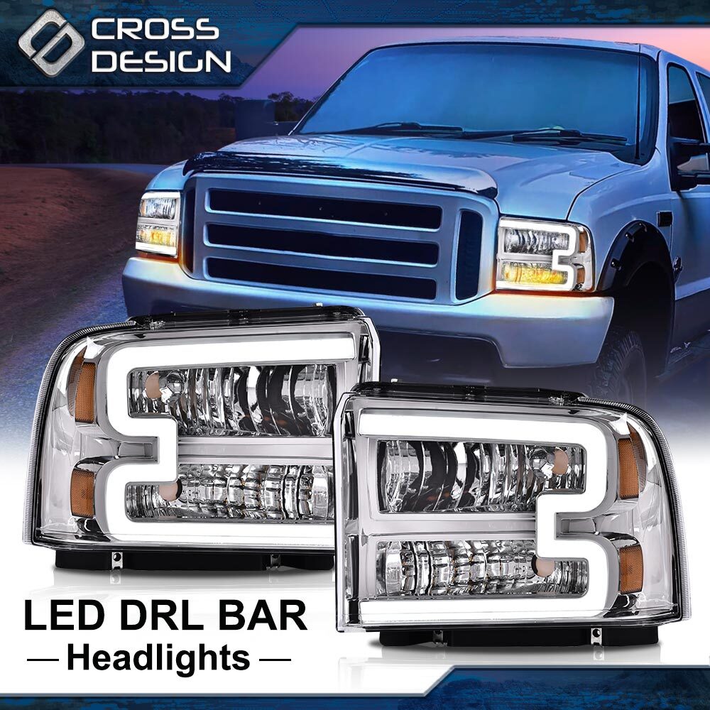 2005-2007 F250 Projector Headlights HECASA Projector Headlights With LED DRL For 2005-2007 Ford F250 F350 F450 Super Duty - Pair Headlights For Ford F-450 Super Duty - Foto 3