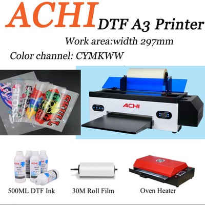2 in 1 ACHI DTF A3 Printer Epson 1390/ L1800 Roll and Sheet for T-Shirt /Textile