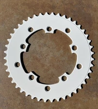 OLD SCHOOL BMX NEW WHITE 1/8" 44T CHAINRING ALUMINUM 110 /130 GT HUTCH