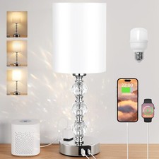Touch Bedside Crystal Lamps for Bedrooms Nightstand with USB C A Charging Por...