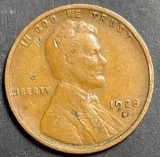 1928-S Lincoln Wheat Cent Large S Mint Mark Variety Error i923