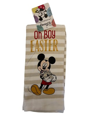 Disney Mickey And Thumper  Oh Boy Easter  Cotton 2 Pc Easter Kitchen Towels NWT