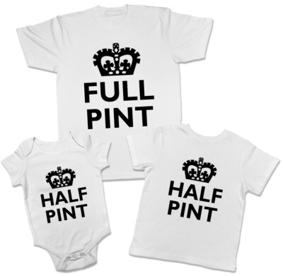 Full Pint Half Pint Vater Sohn passende Outfits T-Shirt Baby wachsen Weste Body