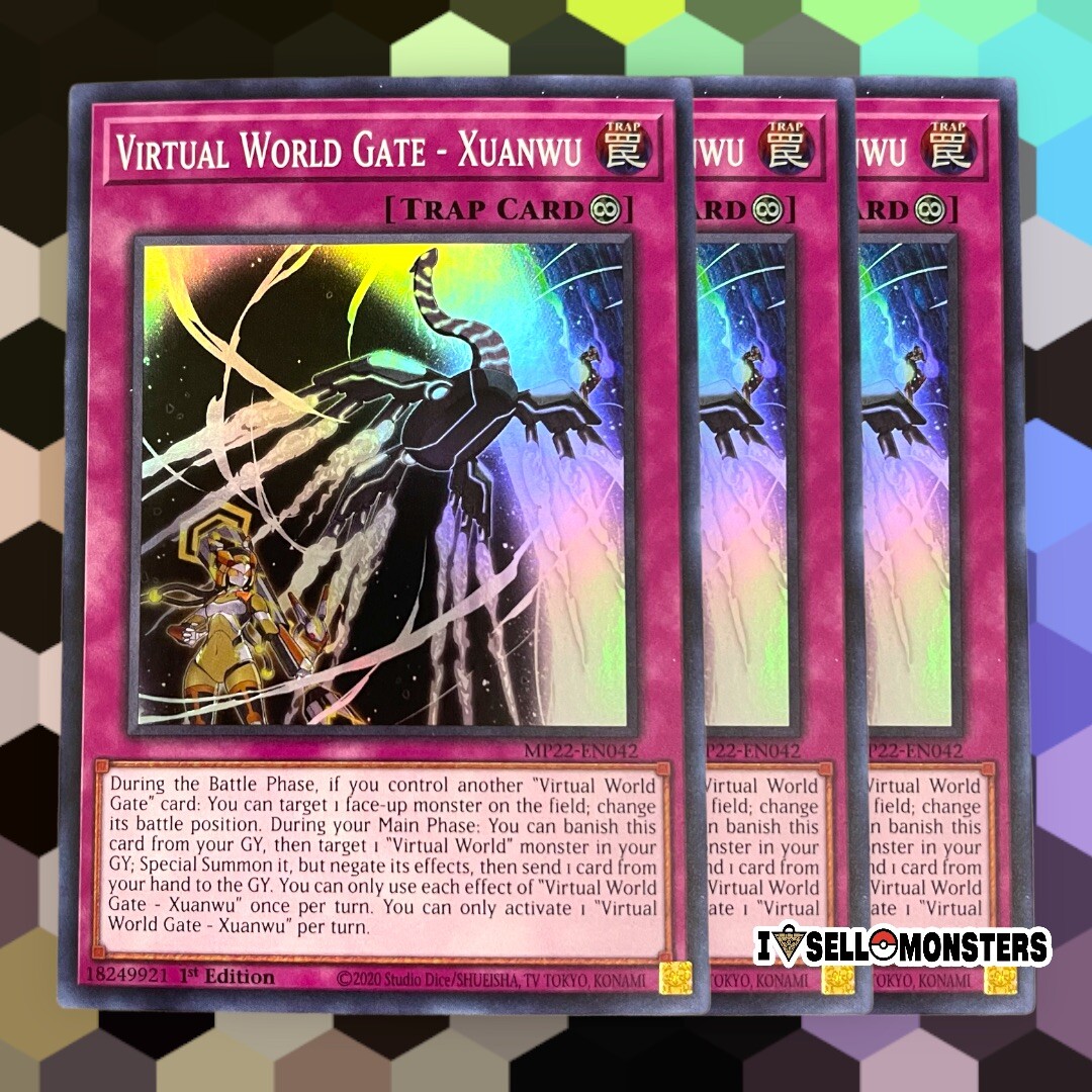 YuGiOh! 3x Virtual World Gate Xuanwu MP22EN042 Super RARE Yugioh