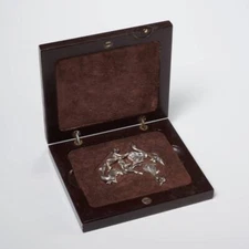 Ilaria Logi Sterling Silver Eucalyptus Leaves Australia Map Puzzle Box 7pcs