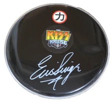 KISS ERIC SINGER AUTOGRAPHED DRUMHEAD KISS KRUISE III