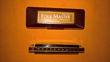 New SUZUKI FOLKMASTER HARMONICA Key G w/ Box sounds great country blues harp