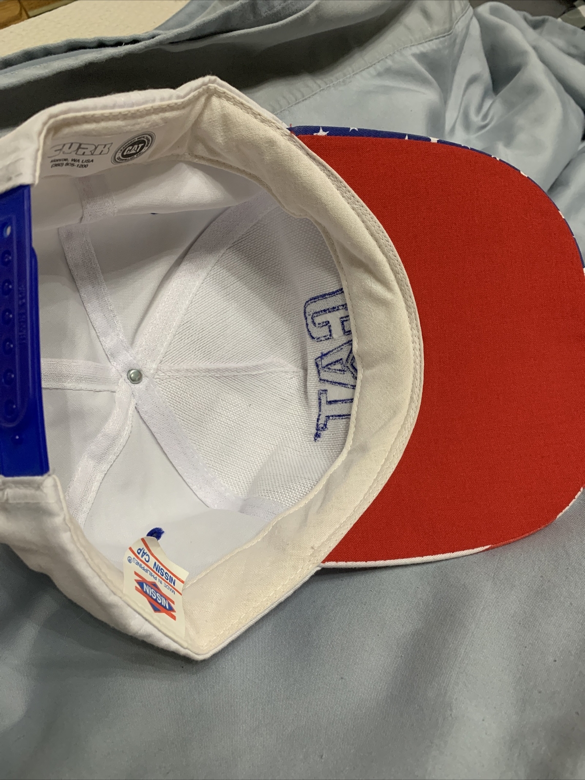 Vintage Cat Caterpillar American Flag Snapback Hat … Gem