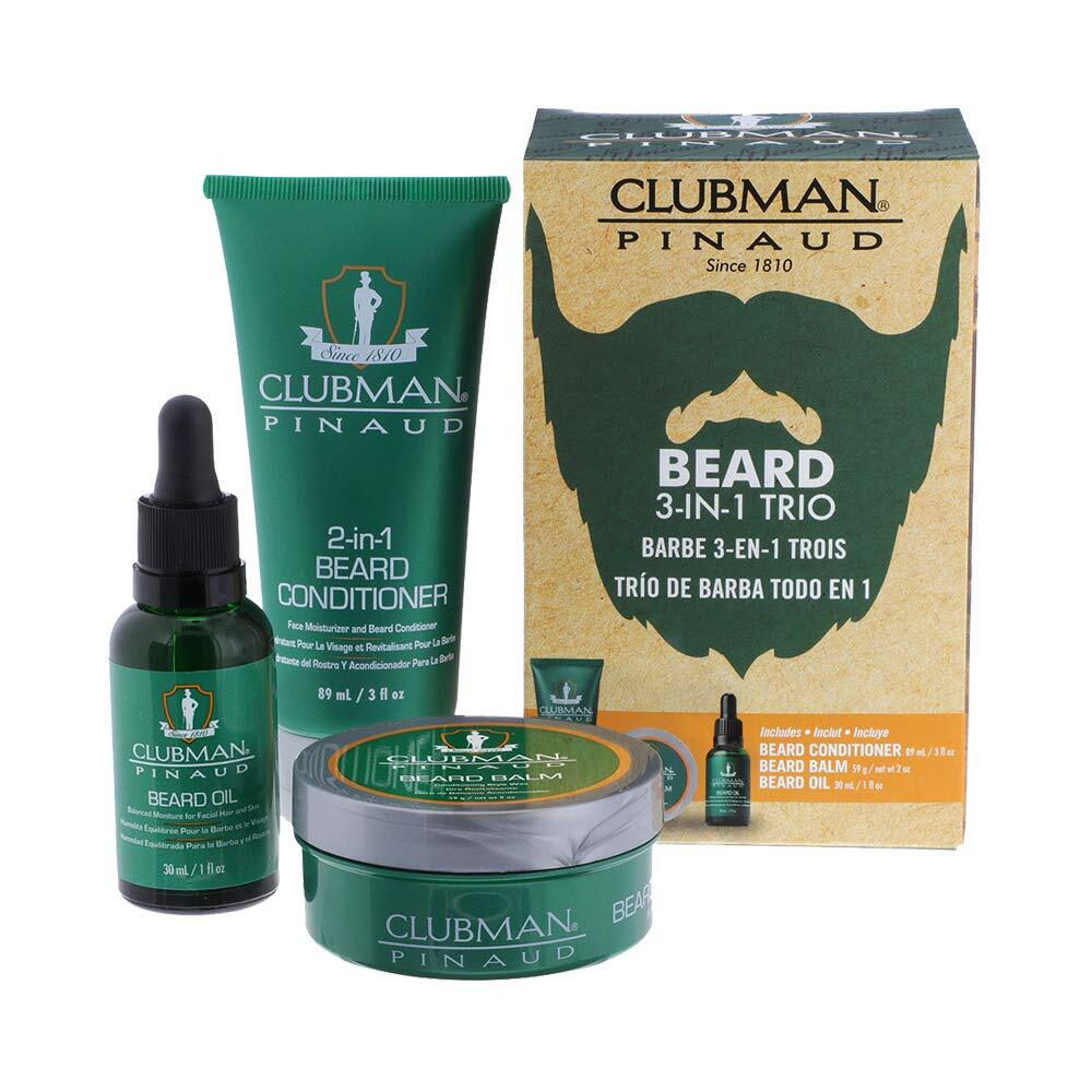 Clubman Pinaud Beard Grooming Kit with Conditioner Balm & Oil for Soft Styling