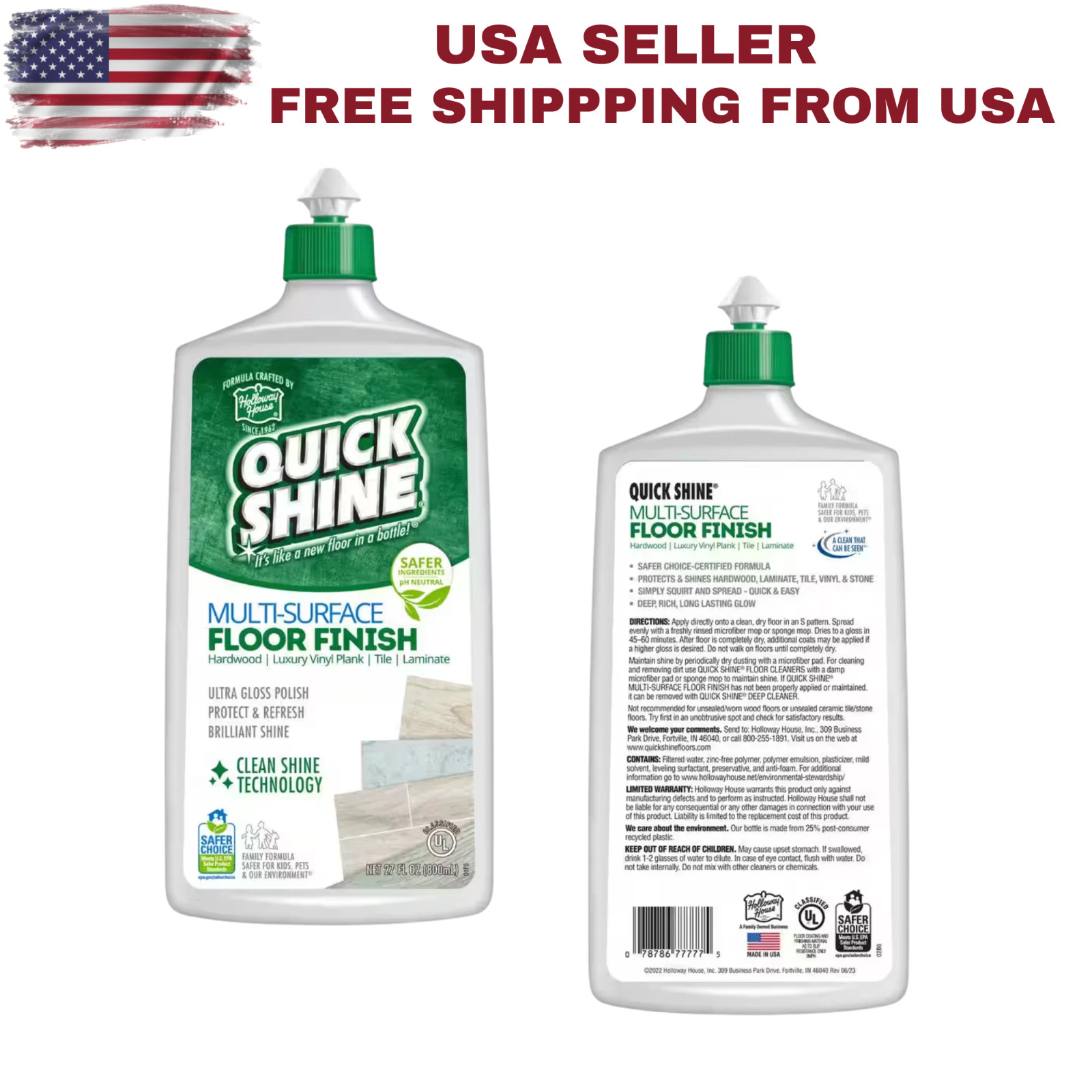 Quick Shine 27 oz Floor Finish for Hardwood Tile Laminate Vinyl & Stone