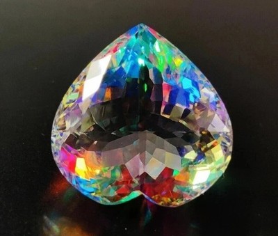 AAA 502 Ct+ Natural Rainbow Color Heart Cut Mystic Topaz Certified Gemstone