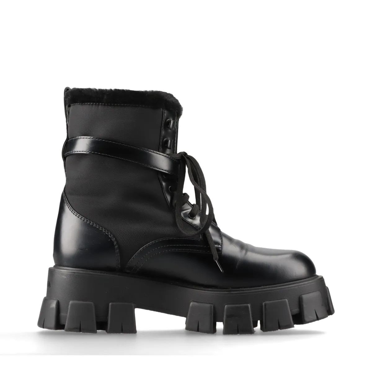 ブーツその他 PRADA BLACK LEATHER BOOTS Prada Leather Boots | Saks Fifth Avenue