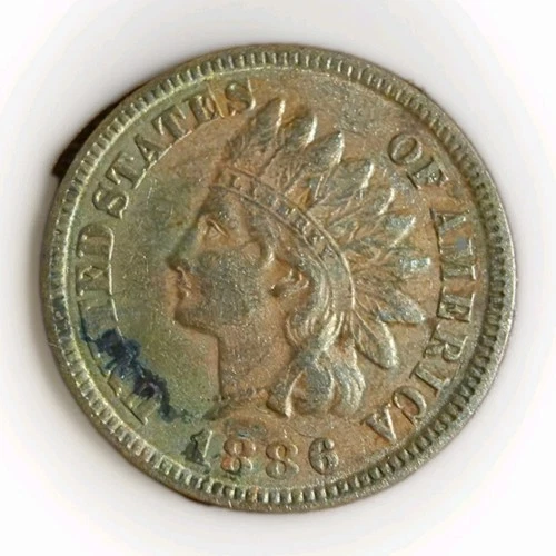 Indian Head Small Cent Bronze Coin 1886 Philadelphia Circulated Brown VF