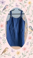 New Old Stock Vintage Blue Denim Short Jeans Jumper Dress Womens 14 Overall 90s