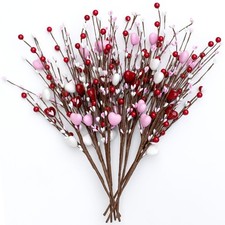 Valentines Day Decorations Floral Picks Stems - 8Pcs,16 Inch Artificial Red H...