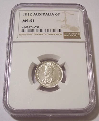 Australia George V 1912 Silver 6 Pence MS61 NGC