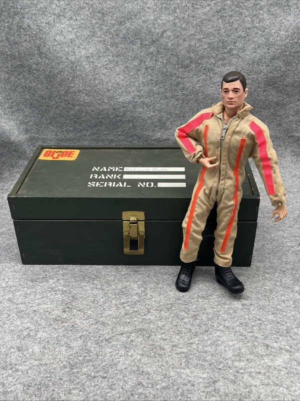 Vintage 1960's GI Joe Style Metal / Wood Foot Locker Accessory 12" Toy Case Box