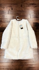 Nike Sherpa Fleece Jacket Loose Fit High Pile White FV8025-104 Womens Sz Medium