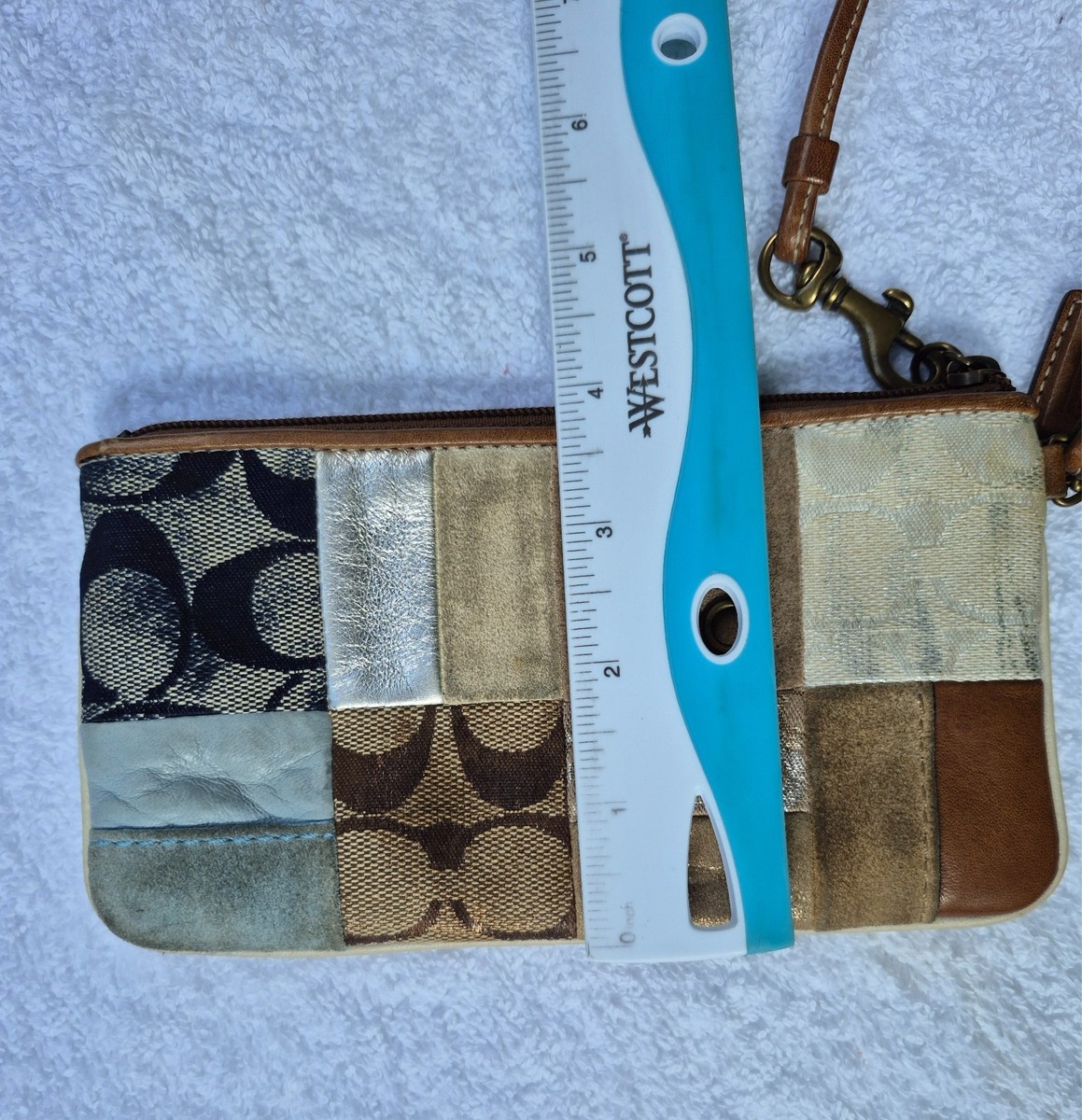 Authentic COACH Signature Wristlet Patchwork, Multicolor, Suede