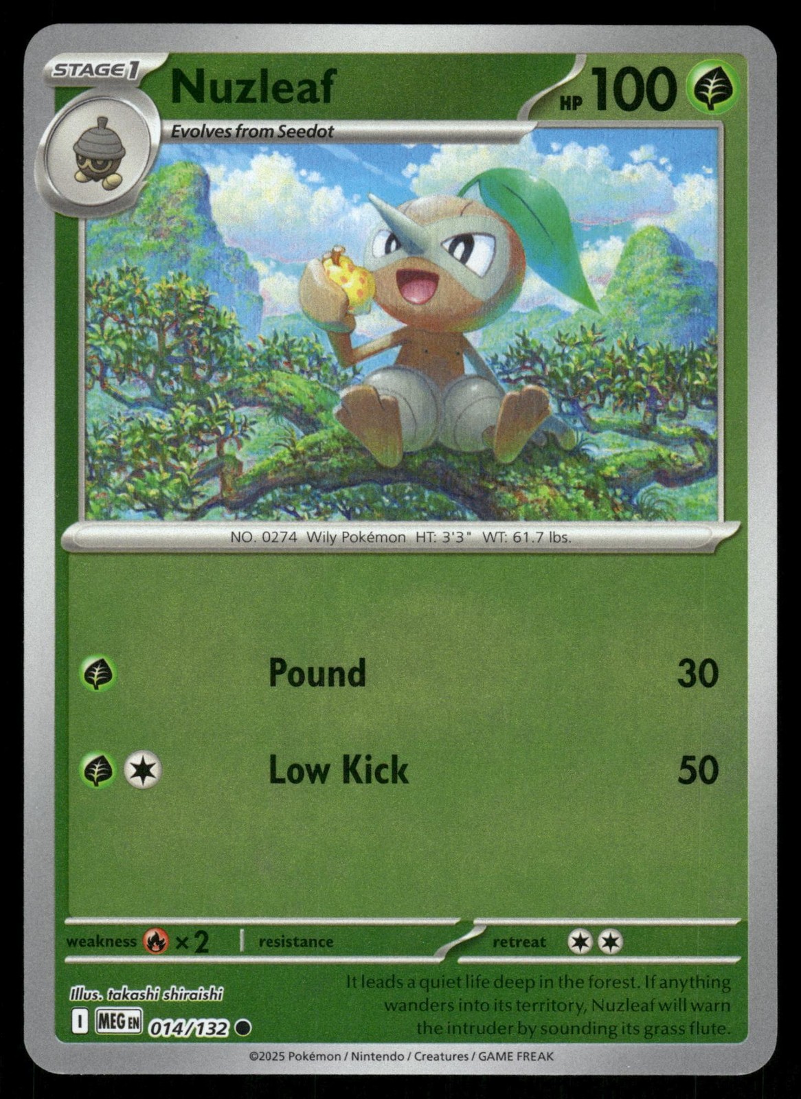 Nuzleaf 014/132 Common Mega Evolution Pokemon Reverse Holo Lightly Played