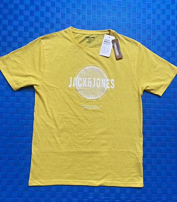 JACK & JONES Premium Herren T-Shirt Gelb Gr. XL Kurzarm Rundhals Logo-Print