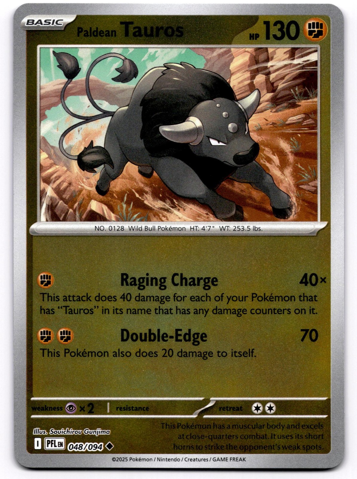 Paldean Tauros 048/094 Phantasmal Flames Uncommon Reverse Holo Near Mint