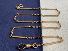 Antique 1/20 12K Gold Filled Pocket Watch Fob Vest Chain 15.5" Long Link Jewelry