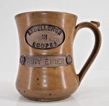 Hewlett Packard Col Signed Studio Art Pottery Coffee Mug Excellence in Scopes 5"