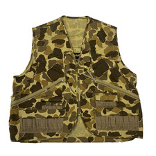 Gamehide Duck Camo Hunting Vest Mens Large Zip Pockets Shell Loops Quilted vtg