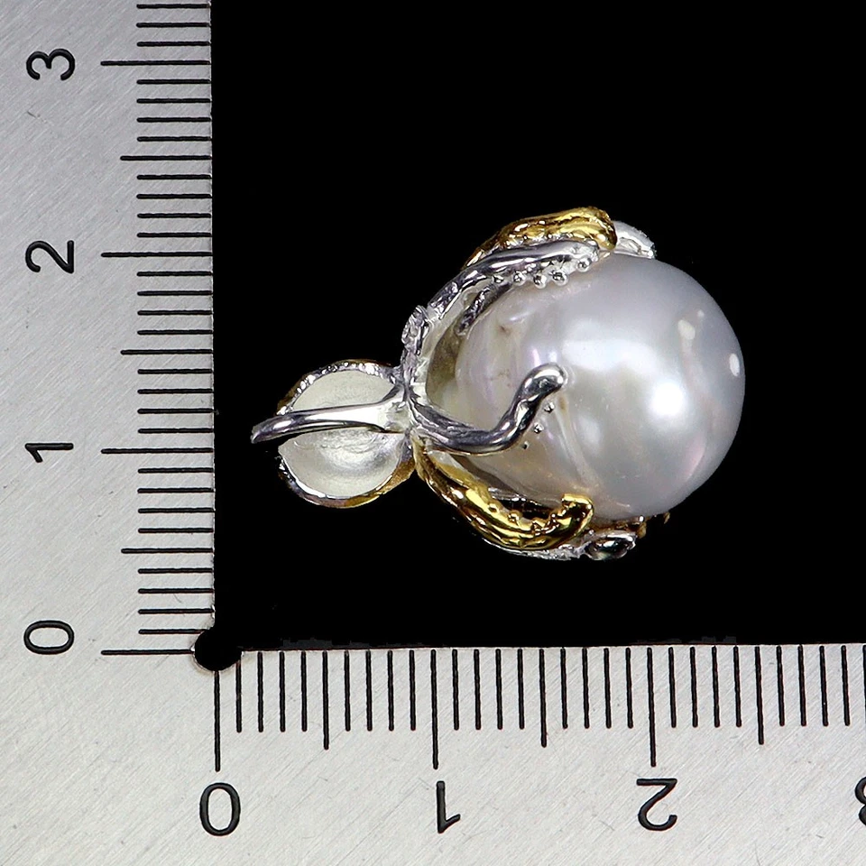 925 Sterling Silver Pendant Round Ruby Pearl Natural Gemstone Octopus Jewelry - Image 3 of 4