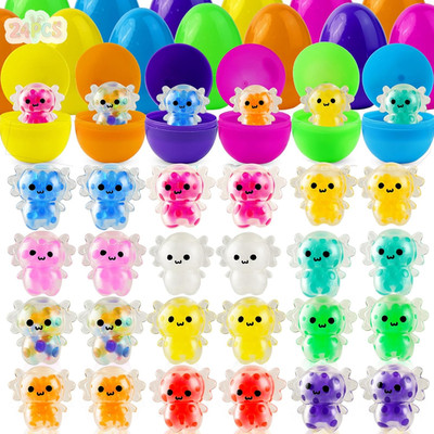 24 Pack Easter Eggs with Axolotl Stress Balls,Easter Basket Stuffers,Easter Egg