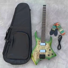 Headless Travel Electric Guitar 6 Strings Abalone Dots Inlays Glossy Finished