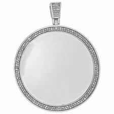 0.50 Ct Lab Created Diamond Medallion Picture Memory Frame Pendant White Finish