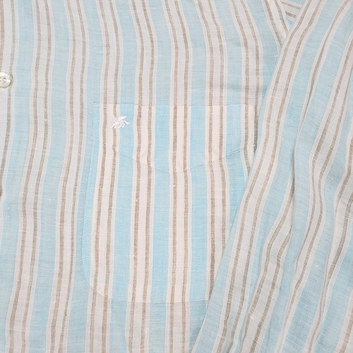 Pal Zileri Shirt Mens Extra Large 17 Linen Made Italy Long Sleeve Striped Dress - Picture 3 of 13