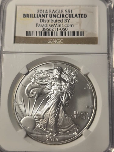 2014 Silver Eagle $1 Dollar NGC1oz Brilliant Uncirculated .999 -MS-BU