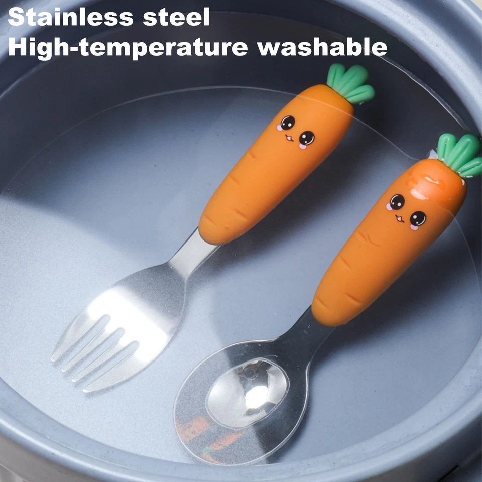 Baby Spoon & Fork Kleinkind Utensils Selbstfütterungstraining Silikon Besteck S - Bild 2 von 4