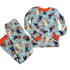 Super Mario Boys Pajama Set Size 10 Snug Fit Long Sleeve Top Pants Winter Snow