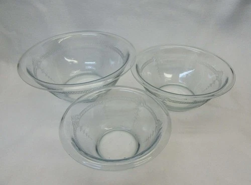 Fire King Anchor Hocking Sapphire Blue Philbe Rolled Edge 3 Pc. Mixing Bowl Set